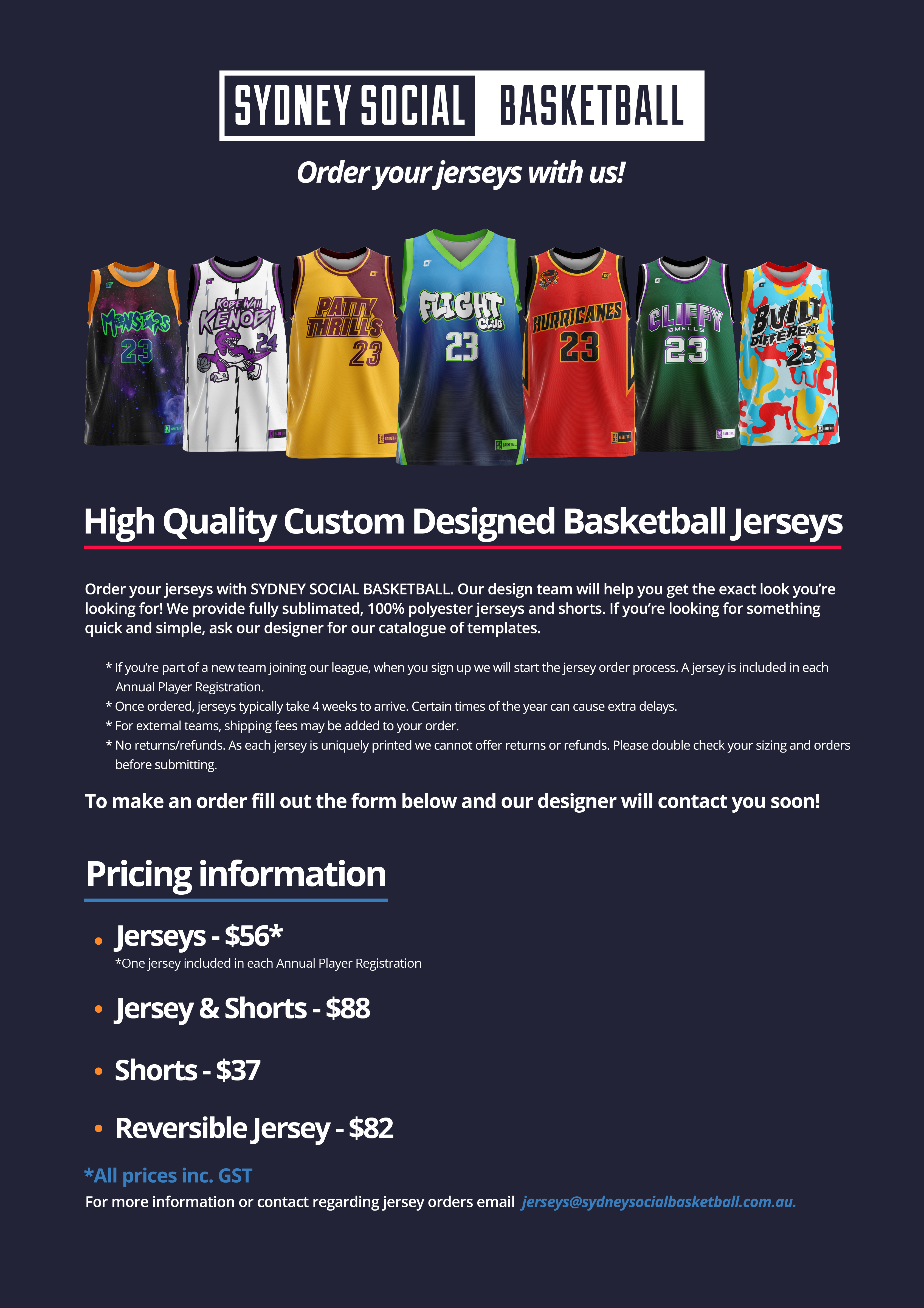 Order Your Jerseys with Sydney Social Basketball!