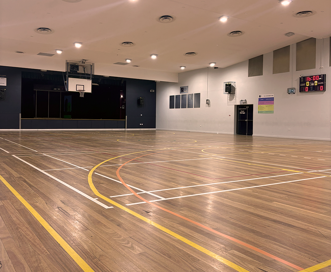 Indoor basketball court at Sydney Secondary College Leichhardt Campus